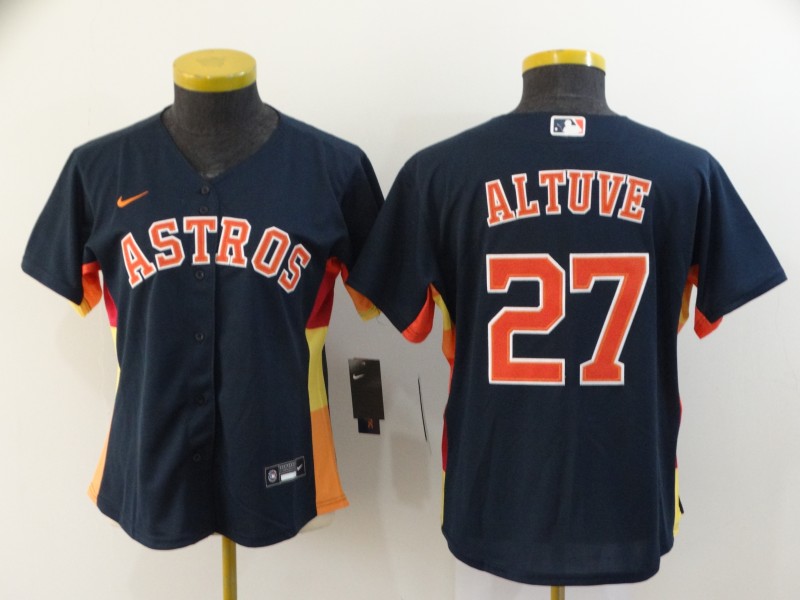 Women's Houston Astros #27 Jose Altuve 2020 Navy Cool Base Stitched MLB Jersey(Run Small)